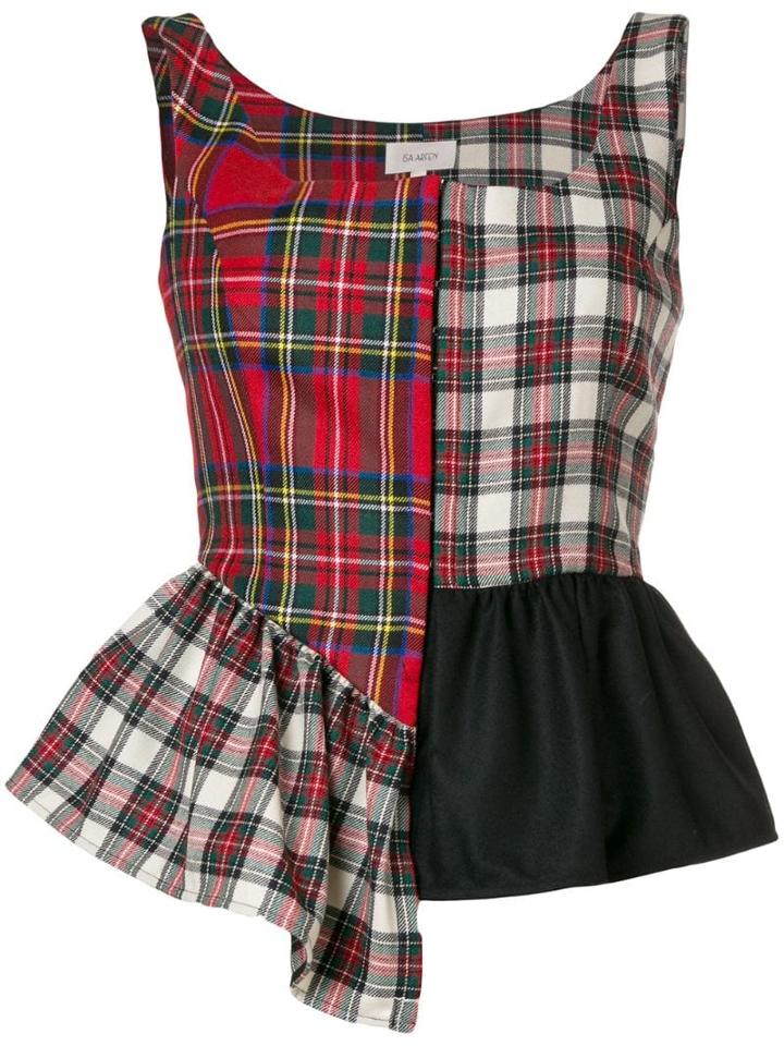 Isa Arfen Check Mix Sleeveless Top - Red
