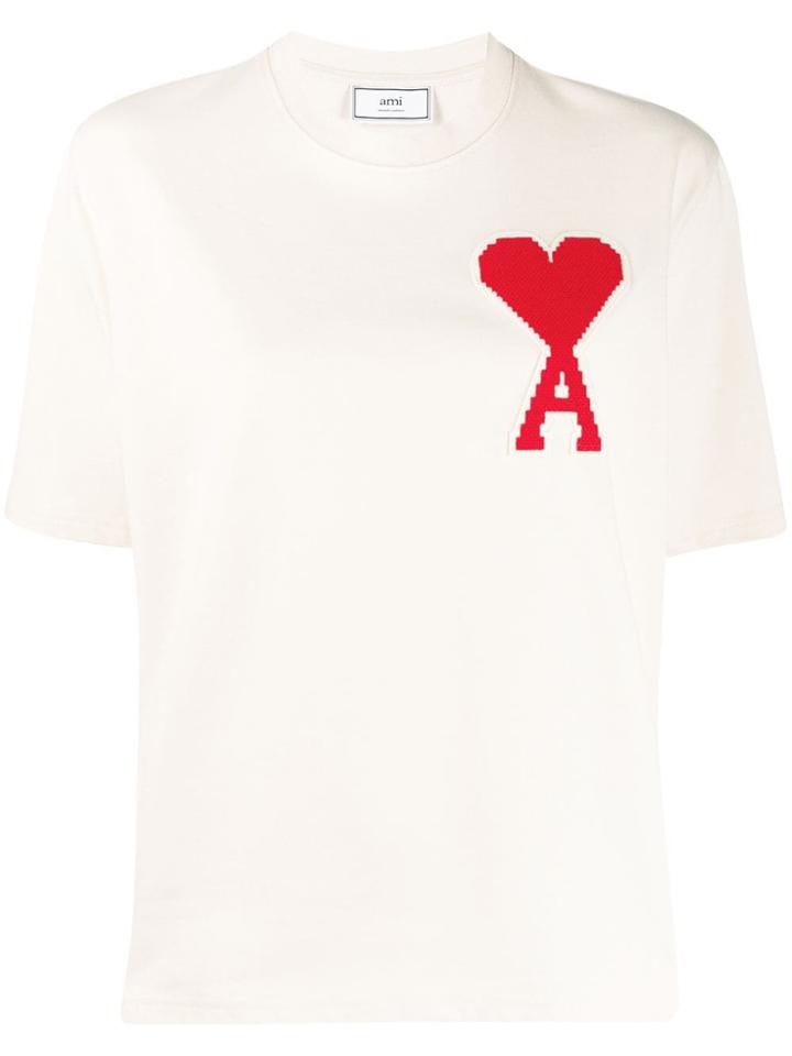 Ami Paris Big Coeur Patch T-shirt - Neutrals