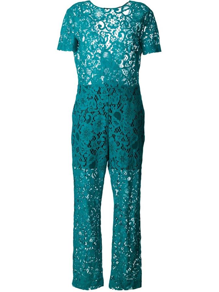 Msgm Lace Jumpsuit, Women's, Size: 42, Blue, Cotton/polyamide/polyester