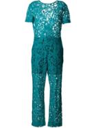 Msgm Lace Jumpsuit, Women's, Size: 42, Blue, Cotton/polyamide/polyester