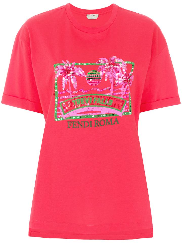 Fendi Logo Patch T-shirt - Red