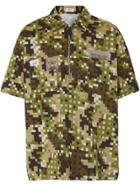 Burberry Short-sleeve Montage Print Cotton Shirt - Green