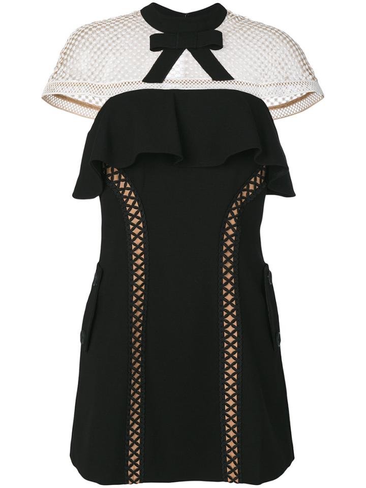 Self-portrait Capped Sleeve Dress - Black