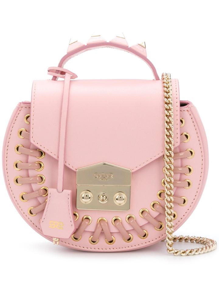 Salar Stud-embellished Satchel - Pink & Purple