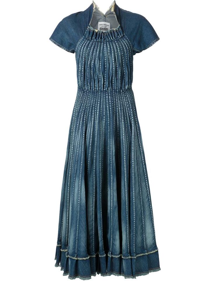 Junya Watanabe Comme Des Garçons Denim Pleated Dress, Women's, Size: Small, Blue, Cotton