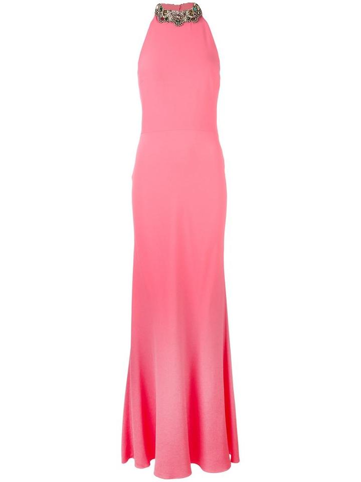 Alexander Mcqueen Embellished Crepe Gown, Women's, Size: 44, Pink/purple, Silk/viscose/acetate/plastic