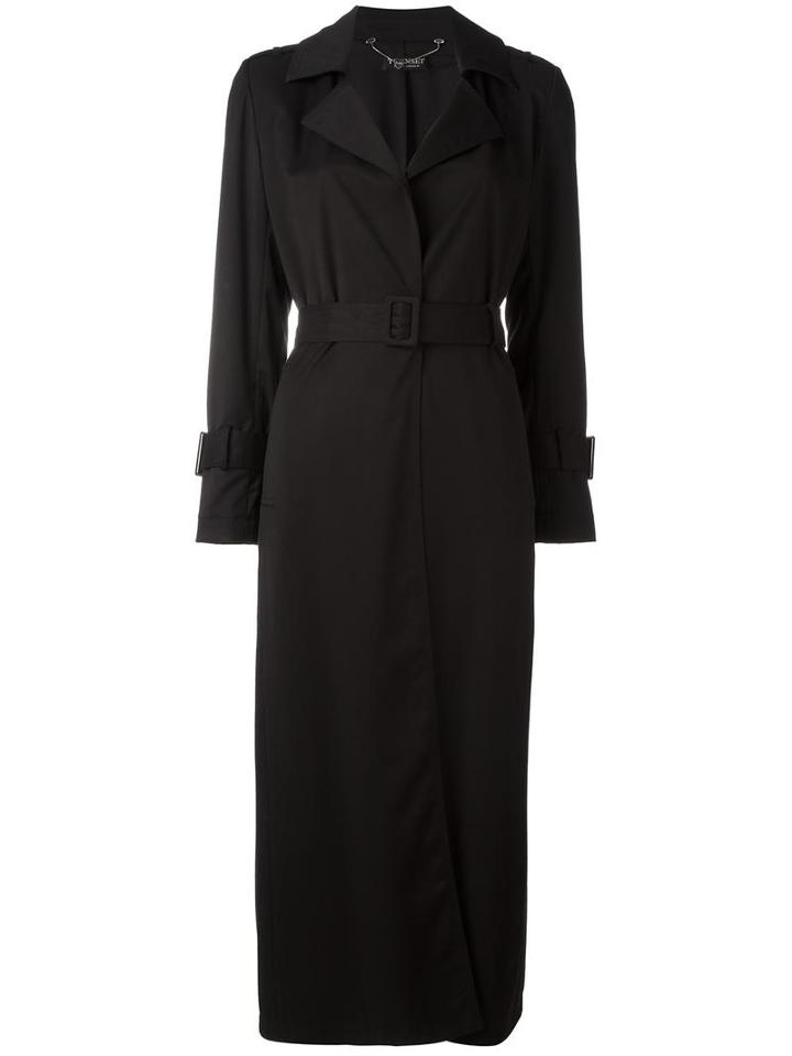 Twin-set Belted Trench Coat, Women's, Size: 48, Black, Polyester/viscose/spandex/elastane