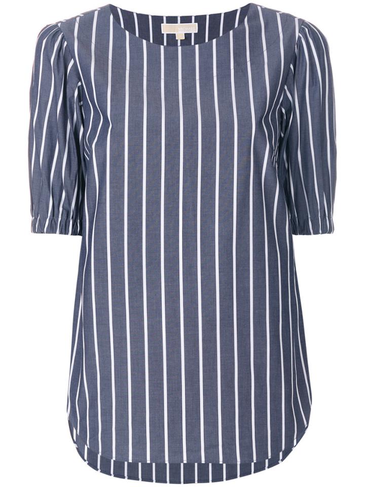 Michael Michael Kors Striped Half Sleeve Blouse - Blue