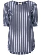 Michael Michael Kors Striped Half Sleeve Blouse - Blue