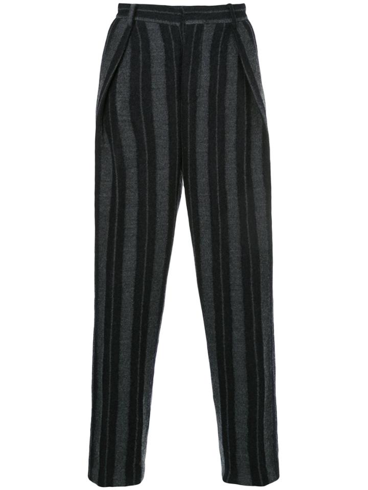 Tomorrowland Striped Cropped Trousers - Grey