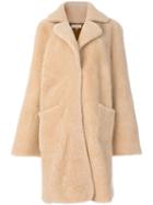 Natasha Zinko Shearling Bunny Motif Coat - Neutrals