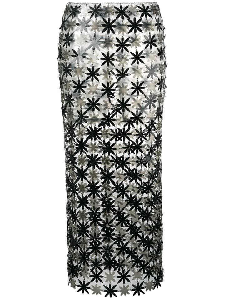 Paco Rabanne Flower Panel Skirt - Black