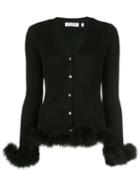 Opening Ceremony Ribbed Feather-trimmed Cardigan - Black