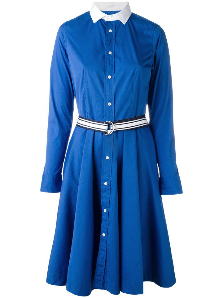 Polo Ralph Lauren Flared Shirt Dress, Women's, Size: 2, Blue, Cotton/polyamide/spandex/elastane