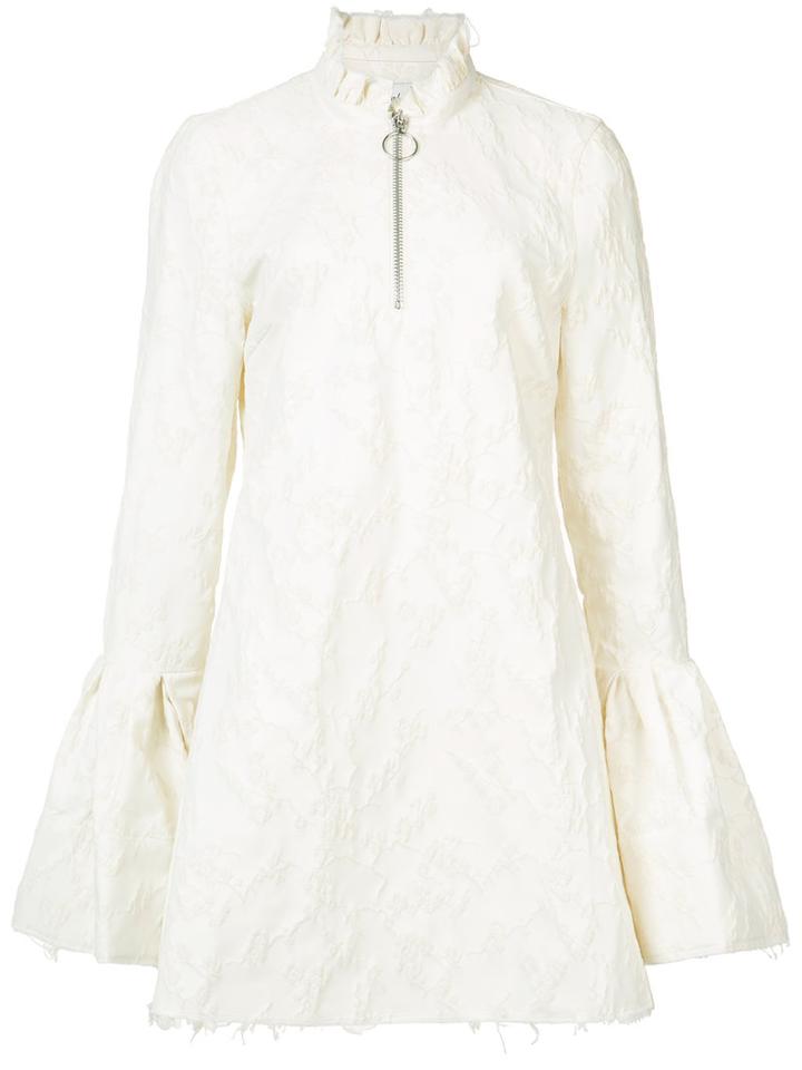Marques'almeida - Flared Sleeves Fitted Dres - Women - Cotton/polyamide/polyester - M, White, Cotton/polyamide/polyester