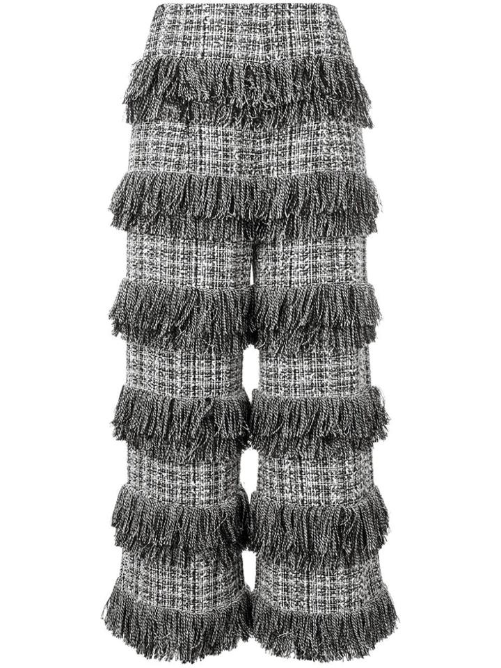 Sonia Rykiel Fringed Bouclé Cropped Trousers - Black