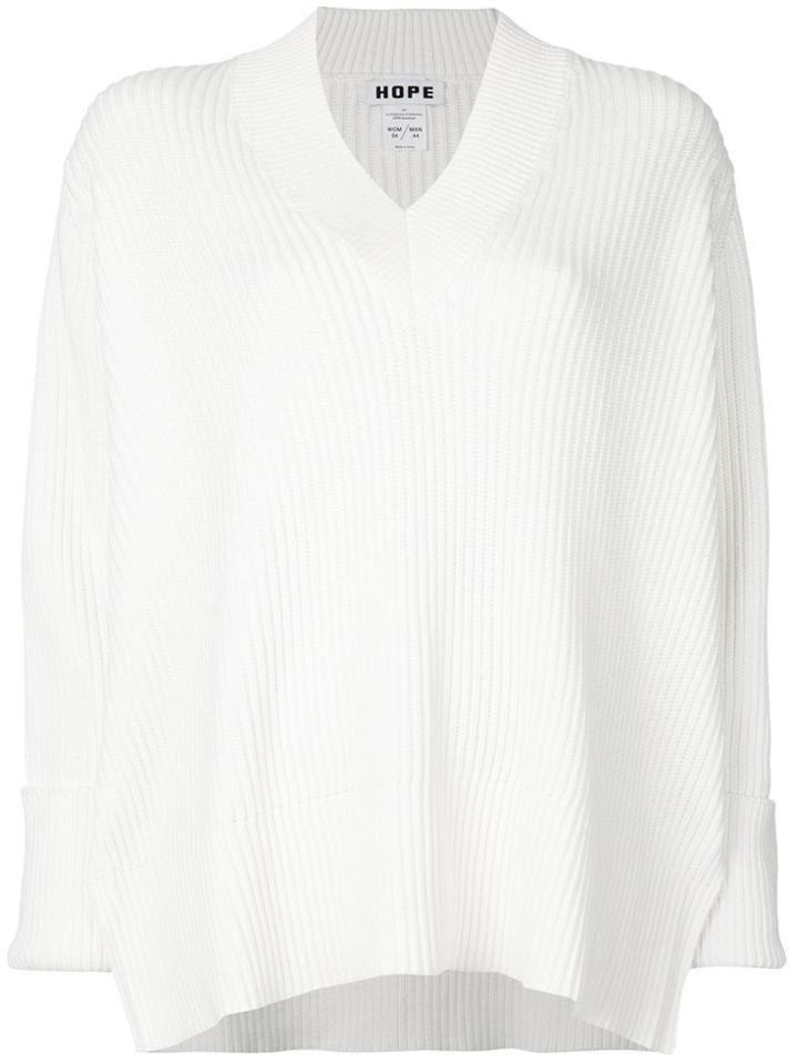 Hope V-neck Jumper - White