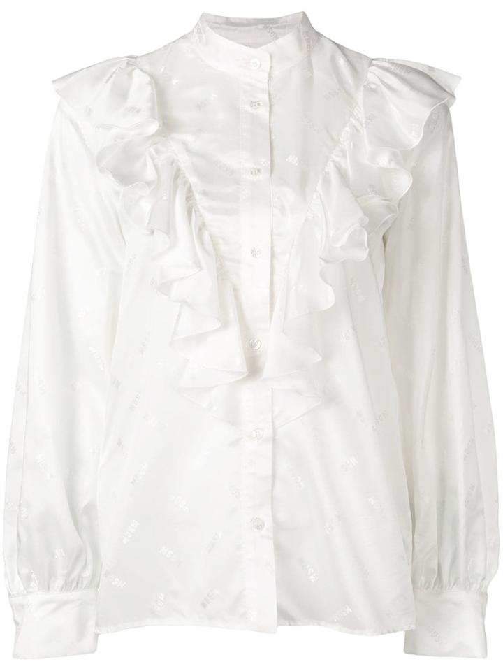 Msgm Ruffled Poplin Shirt - White