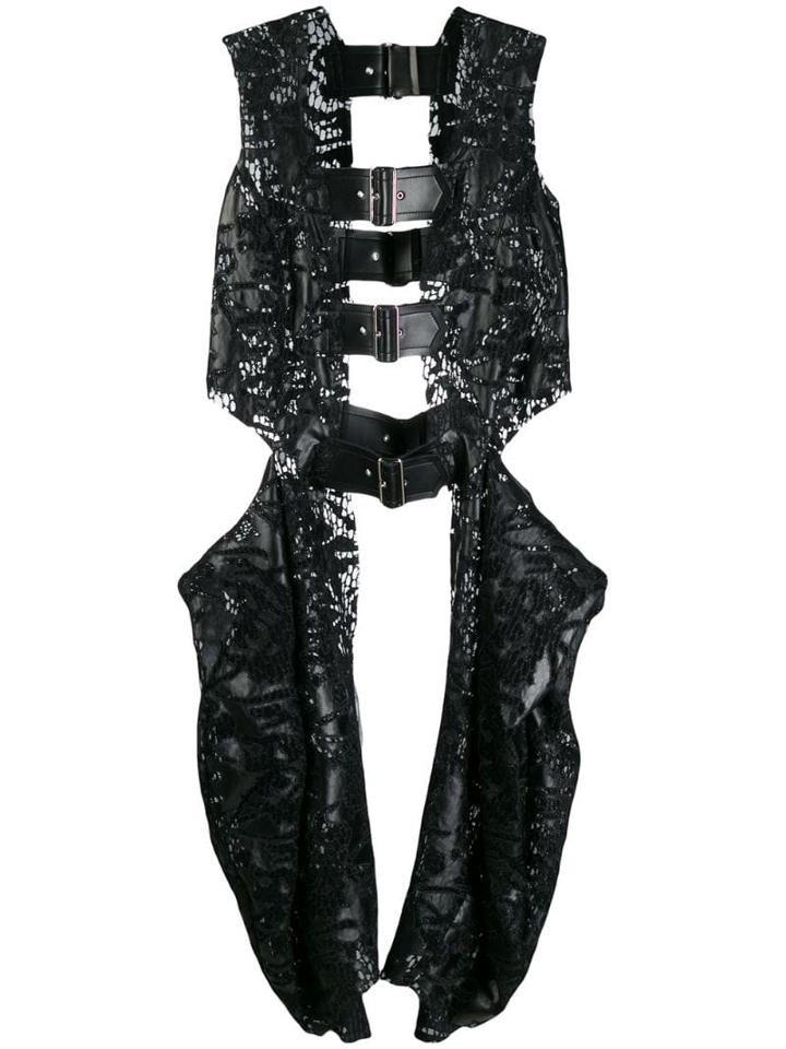 Comme Des Garçons Faux Leather Longline Gilet - Black