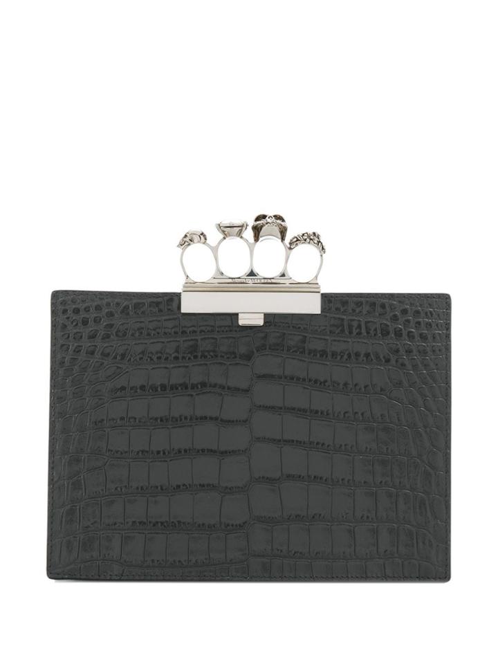 Alexander Mcqueen Skull Four-ring Clutch - Grey