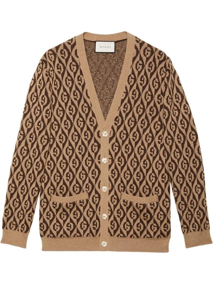 Gucci G Rhombus Cardigan - Brown