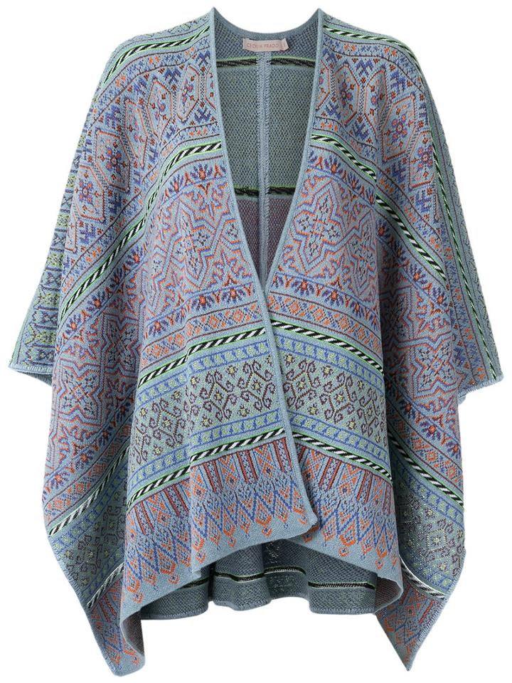 Cecilia Prado - Knit Poncho - Women - Acrylic/lurex/viscose - One Size, Blue, Acrylic/lurex/viscose