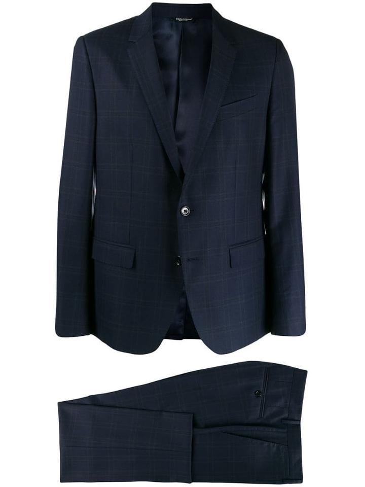 Dolce & Gabbana Checked Single Breasted Suit - Blue