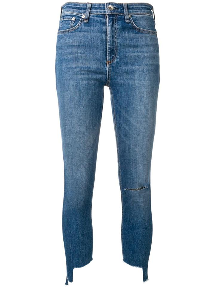Rag & Bone Ripped Detail Skinny Jeans - Blue