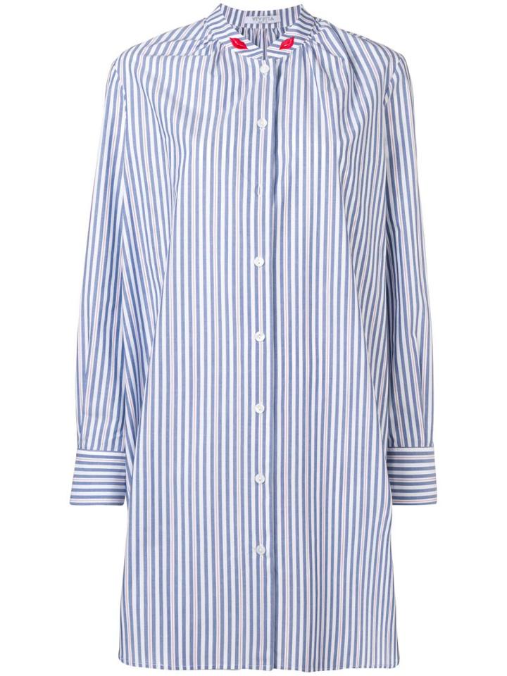 Vivetta Lips Embroidered Shirt Dress - White