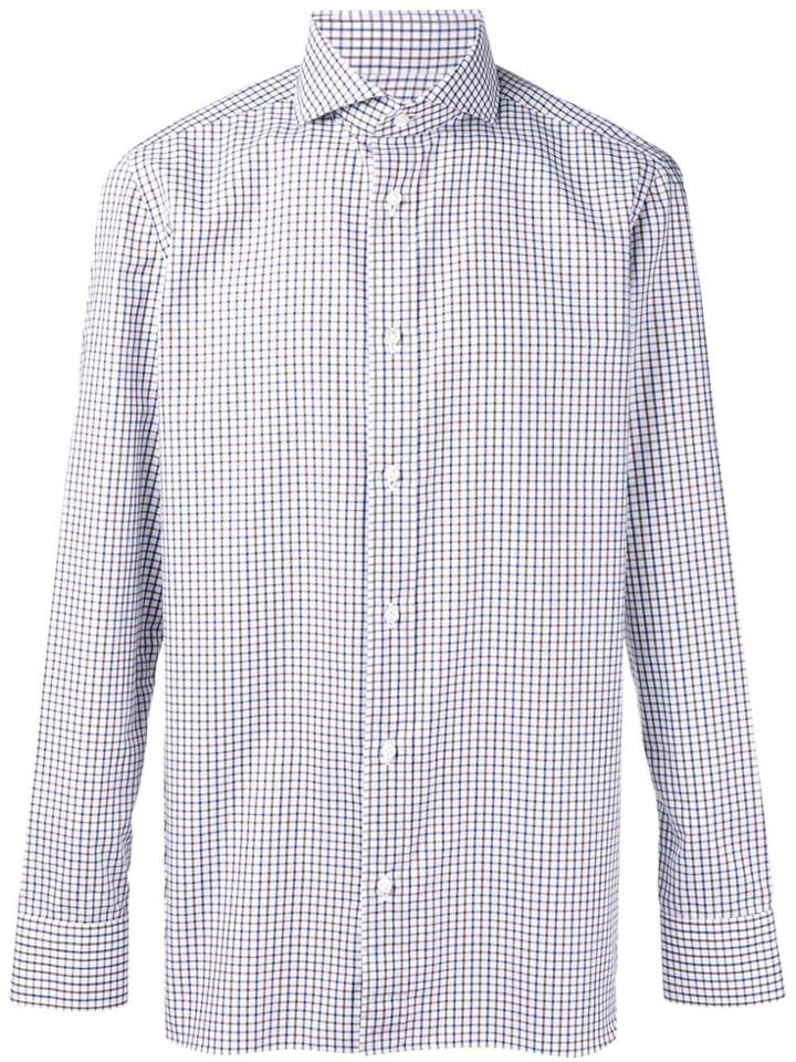 Borrelli Plaid Button Down Shirt - White