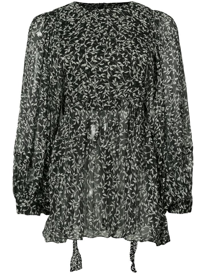 Zimmermann Leaf Print Sheer Blouse - Black