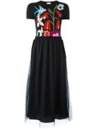 Red Valentino Flower Sweater Dress, Women's, Size: Large, Black, Silk/polyamide/wool