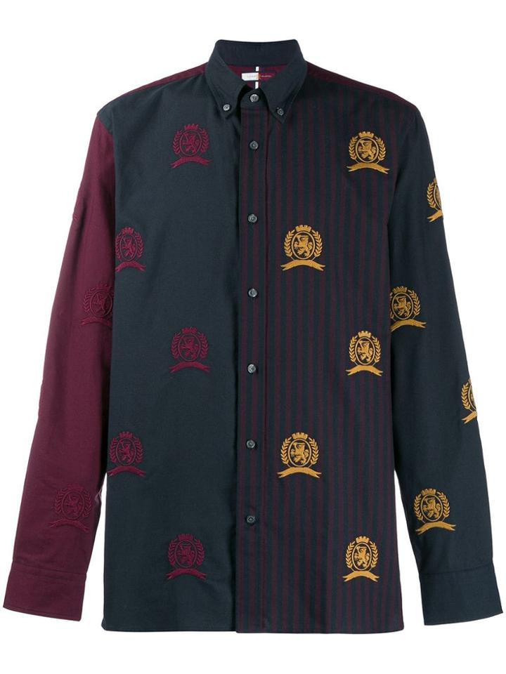 Hilfiger Collection Logo Crest Colour-block Shirt - Blue