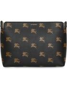 Burberry Medium Equestrian Knight Leather Clutch - Black