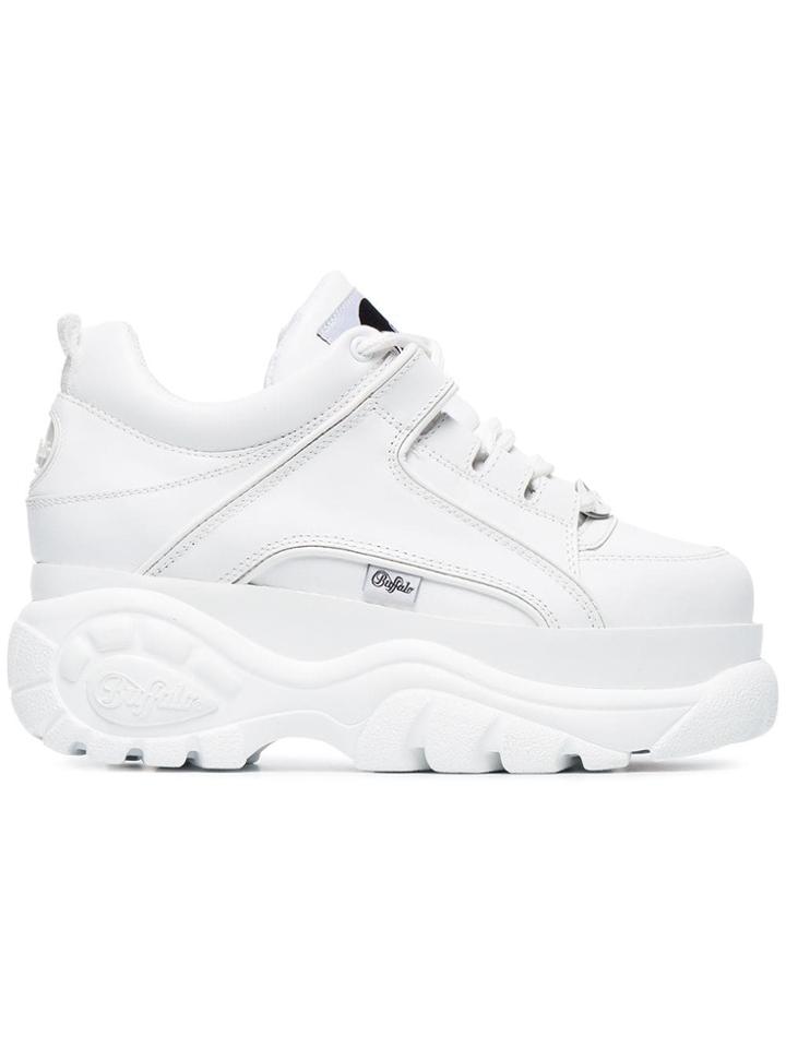 Buffalo White 60 Leather Platform Sneakers - Blanco 01