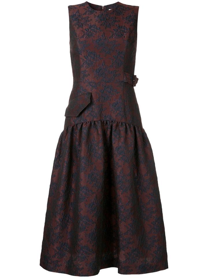 Le Ciel Bleu Floral Jacquard Dress - Red