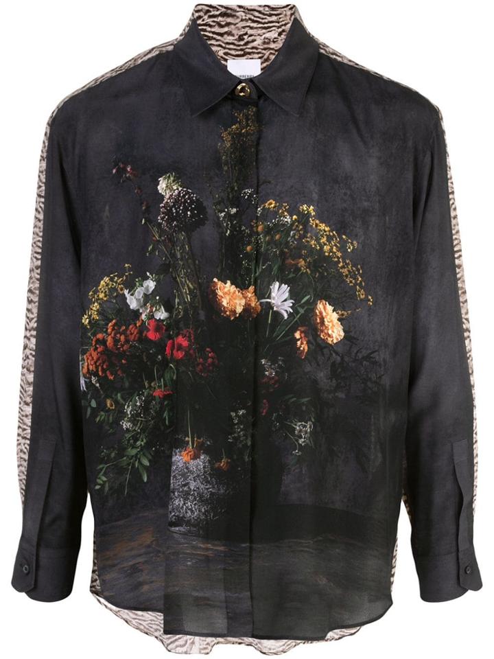 Burberry Dual-pattern Button Down Shirt - Black