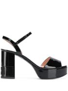 Moschino Logo Lettering Platform Sandals - Black