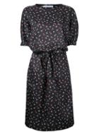 Astraet Printed Drawstring Dress, Women's, Size: 0, Black, Polyester