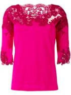 Ermanno Scervino - Lace Detail Knitted Top - Women - Cotton - 42, Women's, Pink/purple, Cotton