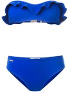 Fendi Ruffled Bikini Set, Women's, Size: 38, Blue, Polyamide/spandex/elastane
