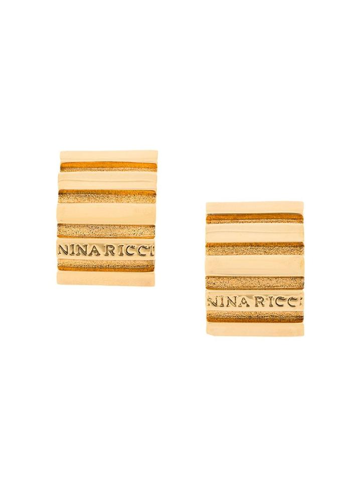 Nina Ricci Vintage Statement Hoop Clip-on Earrings - Metallic
