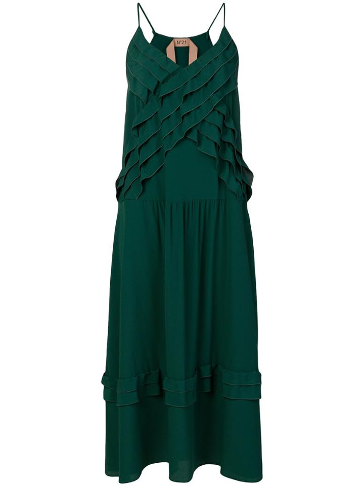 No21 Frill Front Slip Dress - Green