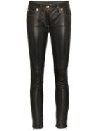 Versace High-waisted Skinny Leather Trousers - Black