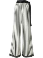 Jean Paul Gaultier Vintage Striped Palazzo Trousers - White