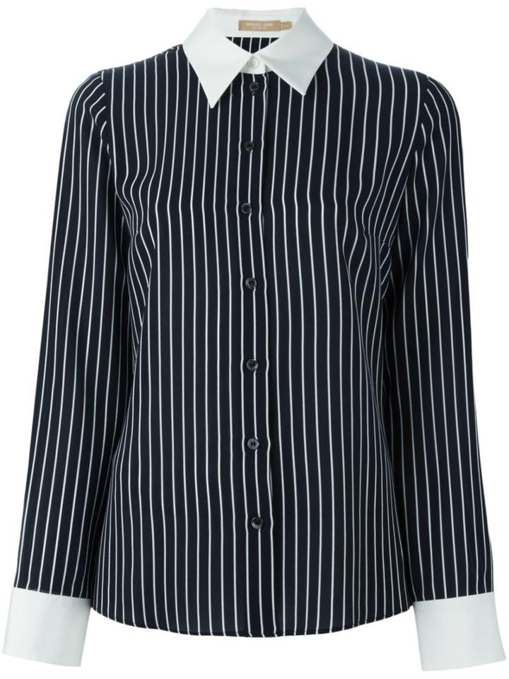 Michael Kors Striped Shirt, Women's, Size: 4, Black, Silk