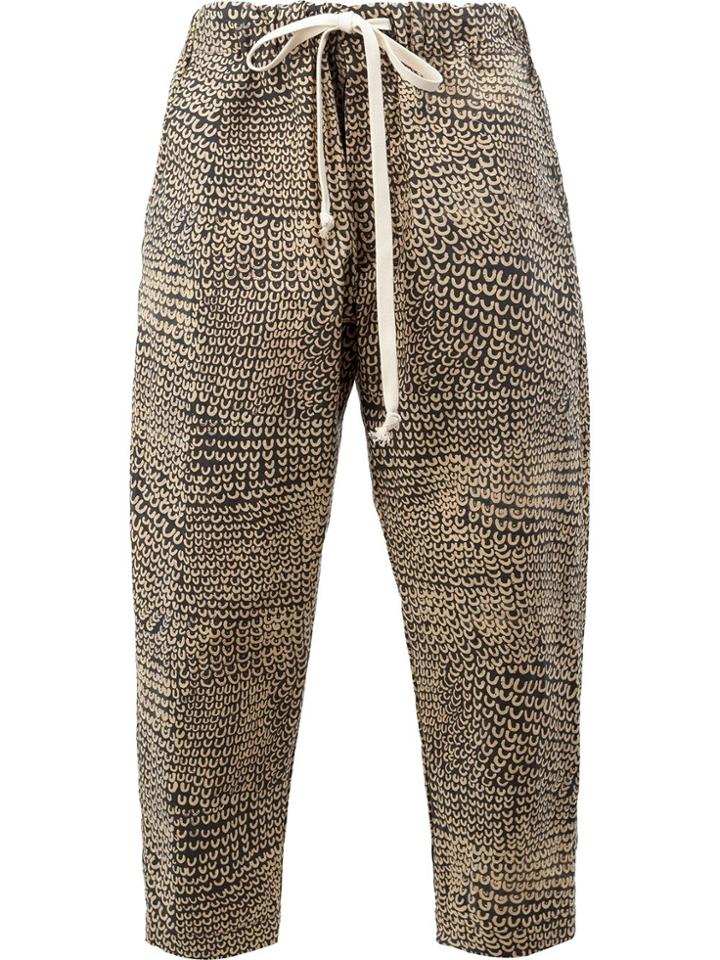 Uma Wang Printed Drawstring Trousers - Nude & Neutrals