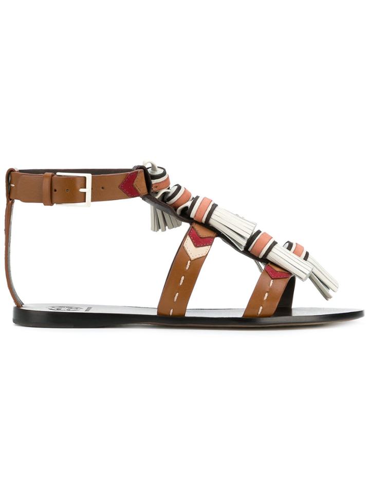 Tory Burch Weaver Tassel Sandals - Brown