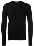 Paolo Pecora Buttoned V-neck Jumper, Men's, Size: Xl, Black, Polyester/polyurethane/wool