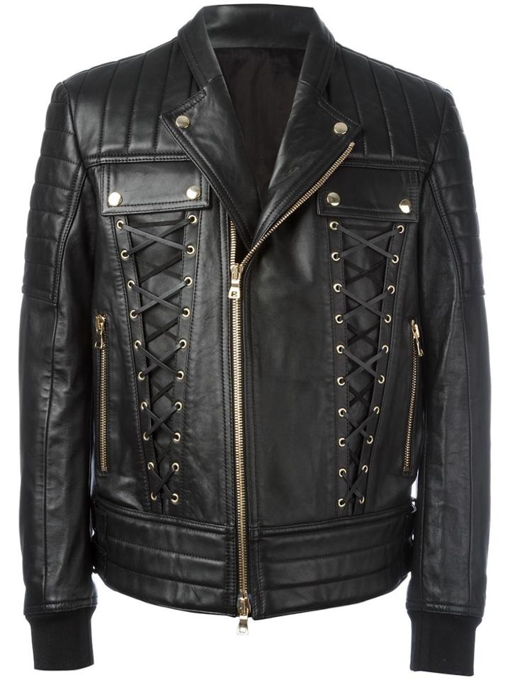 Balmain Lace-up Biker Jacket - Black